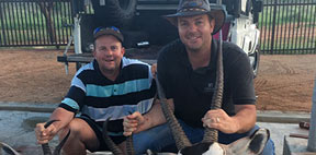 Dr Burger and Fritz with thieir Oryx and Springbucks