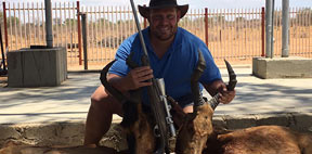 Rikus Grobler with his warthog