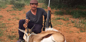 Nahum English with his Springbuck